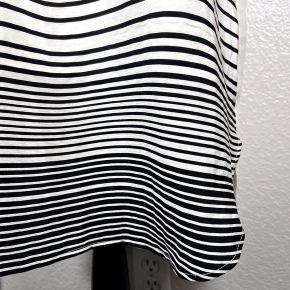 Madewell Broadway & Broome Sz 8 Sleeveless Dress 100% Silk Black, White Stripes - Picture 6 of 16